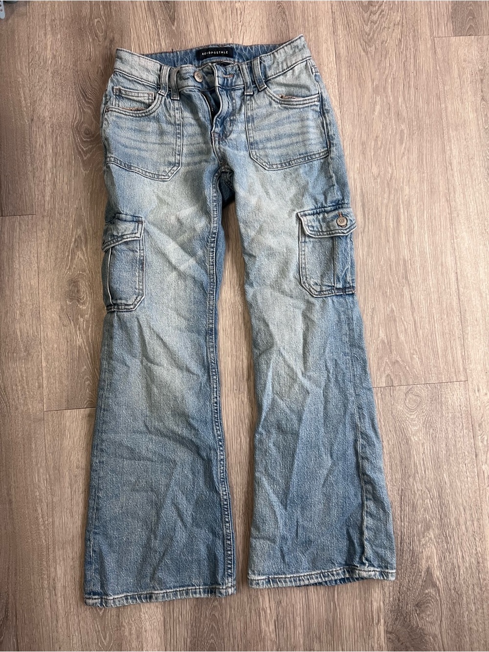 Aeropostale Light Blue Cargo Flare Jeans